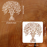 Globleland Plastic Reusable Drawing Painting Stencils Templates, for Painting on Scrapbook Fabric Tiles Floor Furniture Wood, Square, Tree of Life Pattern, 300x300mm