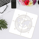 Globleland Plastic Reusable Drawing Painting Stencils Templates, for Painting on Scrapbook Fabric Tiles Floor Furniture Wood, Square, Map Pattern, 300x300mm