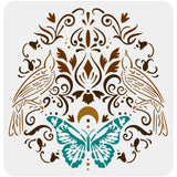 Globleland Plastic Reusable Drawing Painting Stencils Templates, for Painting on Scrapbook Fabric Tiles Floor Furniture Wood, Square, Butterfly Farm, 300x300mm