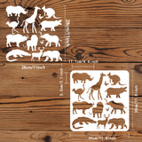 Globleland Plastic Reusable Drawing Painting Stencils Templates, for Painting on Scrapbook Fabric Tiles Floor Furniture Wood, Square, Animal Pattern, 300x300mm