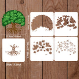 Globleland PET Hollow Out Drawing Painting Stencils Sets, for DIY Scrapbook, Photo Album, Tree of Life Pattern, 30x30cm