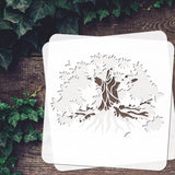 Globleland PET Hollow Out Drawing Painting Stencils Sets, for DIY Scrapbook, Photo Album, Tree of Life Pattern, 30x30cm