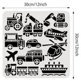 Globleland Plastic Reusable Drawing Painting Stencils Templates, for Painting on Scrapbook Fabric Tiles Floor Furniture Wood, Square, Vehicle Pattern, 300x300mm