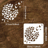 Globleland Plastic Reusable Drawing Painting Stencils Templates, for Painting on Scrapbook Fabric Tiles Floor Furniture Wood, Square, Butterfly Pattern, 300x300mm