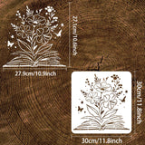 Globleland Plastic Reusable Drawing Painting Stencils Templates, for Painting on Scrapbook Fabric Tiles Floor Furniture Wood, Square, Book Pattern, 300x300mm