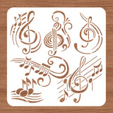 Globleland Plastic Reusable Drawing Painting Stencils Templates, for Painting on Scrapbook Fabric Tiles Floor Furniture Wood, Square, Musical Note Pattern, 300x300mm