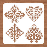Globleland Plastic Reusable Drawing Painting Stencils Templates, for Painting on Scrapbook Fabric Tiles Floor Furniture Wood, Square, Playing Card Pattern, 300x300mm