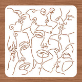 Globleland Plastic Reusable Drawing Painting Stencils Templates, for Painting on Scrapbook Fabric Tiles Floor Furniture Wood, Square, Face Pattern, 300x300mm