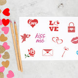 Globleland Plastic Reusable Drawing Painting Stencils Templates, for Painting on Scrapbook Fabric Tiles Floor Furniture Wood, Square, Valentine's day Themed Pattern, 300x300mm