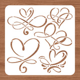 Globleland Plastic Reusable Drawing Painting Stencils Templates, for Painting on Scrapbook Fabric Tiles Floor Furniture Wood, Square, Heart Pattern, 300x300mm