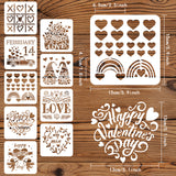 Globleland Plastic Painting Stencils Sets, Reusable Drawing Stencils, for Painting on Scrapbook Fabric Tiles Floor Furniture Wood, Ocean Theme, White, Valentine's day Themed Pattern, 15x15cm