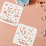 Globleland 6Pcs 6 Styles Halloween Theme PET Hollow out Drawing Painting Stencils Sets for Kids Teen Boys Girls, for DIY Scrapbooking, Monster Pattern, 15x15cm, 1 Style/pc