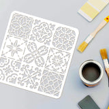 Globleland Plastic Reusable Drawing Painting Stencils Templates, for Painting on Scrapbook Fabric Tiles Floor Furniture Wood, Square, Tile Pattern, 300x300mm