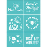 Globleland Self-Adhesive Silk Screen Printing Stencil, for Painting on Wood, DIY Decoration T-Shirt Fabric, Turquoise, Bees Pattern, 19.5x14cm