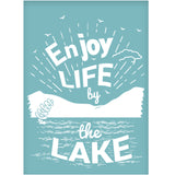 Globleland Self-Adhesive Silk Screen Printing Stencil, for Painting on Wood, DIY Decoration T-Shirt Fabric, Enjoy Life By The Lake, White, 195x140mm