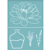 Globleland Self-Adhesive Silk Screen Printing Stencil, for Painting on Wood, DIY Decoration T-Shirt Fabric, Floral, Sky Blue, 19.5x14cm