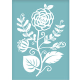 Globleland Self-Adhesive Silk Screen Printing Stencil, for Painting on Wood, DIY Decoration T-Shirt Fabric, Flower, Sky Blue, 19.5x14cm