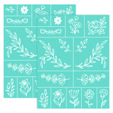 Globleland Self-Adhesive Silk Screen Printing Stencil, for Painting on Wood, DIY Decoration T-Shirt Fabric, Turquoise, Floral Pattern, 28x22cm