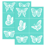 Globleland Self-Adhesive Silk Screen Printing Stencil, for Painting on Wood, DIY Decoration T-Shirt Fabric, Turquoise, Butterfly Pattern, 28x22cm