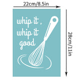 Globleland Self-Adhesive Silk Screen Printing Stencil, for Painting on Wood, DIY Decoration T-Shirt Fabric, Egg Beater with Word whip it, whip it good, Sky Blue, 28x22cm
