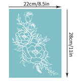 Globleland Self-Adhesive Silk Screen Printing Stencil, for Painting on Wood, DIY Decoration T-Shirt Fabric, Flower/Rose, Sky Blue, 28x22cm