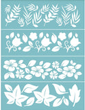 Globleland Self-Adhesive Silk Screen Printing Stencil, for Painting on Wood, DIY Decoration T-Shirt Fabric, Flower, Sky Blue, 28x22cm