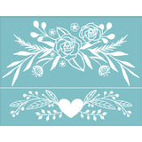 Globleland Self-Adhesive Silk Screen Printing Stencil, for Painting on Wood, DIY Decoration T-Shirt Fabric, Flower with Heart, Sky Blue, 22x28cm