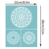Globleland Self-Adhesive Silk Screen Printing Stencil, for Painting on Wood, DIY Decoration T-Shirt Fabric, Sky Blue, Flower Pattern, 22x28cm
