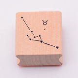 Globleland Wooden Stamps, with Rubber, Square with Twelve Constellations, Taurus, 30x30x24mm, 5pcs/set