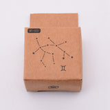 Globleland Wooden Stamps, with Rubber, Square with Twelve Constellations, Gemini, 30x30x24mm, 5pcs/set