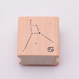 Globleland Wooden Stamps, with Rubber, Square with Twelve Constellations, Cancer, 30x30x24mm, 5pcs/set