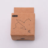 Globleland Wooden Stamps, with Rubber, Square with Twelve Constellations, Leo, 30x30x24mm, 5pcs/set