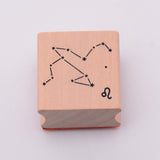 Globleland Wooden Stamps, with Rubber, Square with Twelve Constellations, Leo, 30x30x24mm, 5pcs/set
