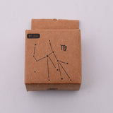 Globleland Wooden Stamps, with Rubber, Square with Twelve Constellations, Virgo, 30x30x24mm, 5pcs/set