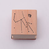 Globleland Wooden Stamps, with Rubber, Square with Twelve Constellations, Virgo, 30x30x24mm, 5pcs/set