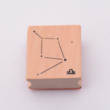 Globleland Wooden Stamps, with Rubber, Square with Twelve Constellations, Libra, 30x30x24mm, 5pcs/set