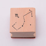 Globleland Wooden Stamps, with Rubber, Square with Twelve Constellations, Scorpio, 30x30x24mm, 5pcs/set