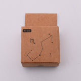 Globleland Wooden Stamps, with Rubber, Square with Twelve Constellations, Scorpio, 30x30x24mm, 5pcs/set