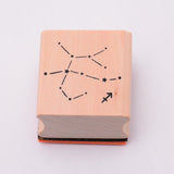 Globleland Wooden Stamps, with Rubber, Square with Twelve Constellations, Sagittarius, 30x30x24mm, 5pcs/set