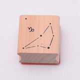 Globleland Wooden Stamps, with Rubber, Square with Twelve Constellations, Capricorn, 30x30x24mm, 5pcs/set
