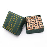 Globleland Wooden Stamps, with Rubber, Square with Alphabet A~Z, Number 0~9 Pattern, 39x13x13mm