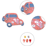 Globleland DIY Cars Diamond Painting Keychains Kits, with Diamond Painting Bag, Rhinestones, Pen, Tray Plate and Glue Clay, Mixed Color, 5.4x6.7x0.15cm