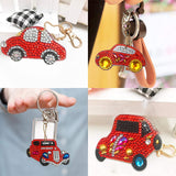 Globleland DIY Cars Diamond Painting Keychains Kits, with Diamond Painting Bag, Rhinestones, Pen, Tray Plate and Glue Clay, Mixed Color, 5.4x6.7x0.15cm