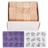 Globleland DIY Wooden Stamp, with Rubber, for Scrapbooking, Kitten Pattern, BurlyWood, Stamp: 15x15x30mm, 12pcs/box, Sticker: 44x58x0.1mm, 1pc