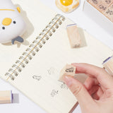 Globleland DIY Wooden Stamp, with Rubber, for Scrapbooking, Kitten Pattern, BurlyWood, Stamp: 15x15x30mm, 12pcs/box, Sticker: 44x58x0.1mm, 1pc