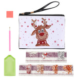 Globleland DIY Diamond Painting Stickers Kits, with Diamond Painting Bag, Rhinestones, Diamond Sticky Pen, Tray Plate and Glue Clay, Elk Christmas Reindeer/Stag, White, 22~155x22~220x2~10mm, 5pcs/set