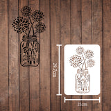 Globleland Large Plastic Reusable Drawing Painting Stencils Templates, for Painting on Scrapbook Fabric Tiles Floor Furniture Wood, Rectangle, Flower Pattern, 297x210mm