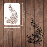 Globleland Plastic Drawing Painting Stencils Templates, Rectangle, Peacock Pattern, 297x210mm