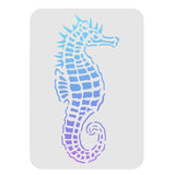 Globleland Large Plastic Reusable Drawing Painting Stencils Templates, for Painting on Scrapbook Fabric Tiles Floor Furniture Wood, Rectangle, Sea Horse Pattern, 297x210mm