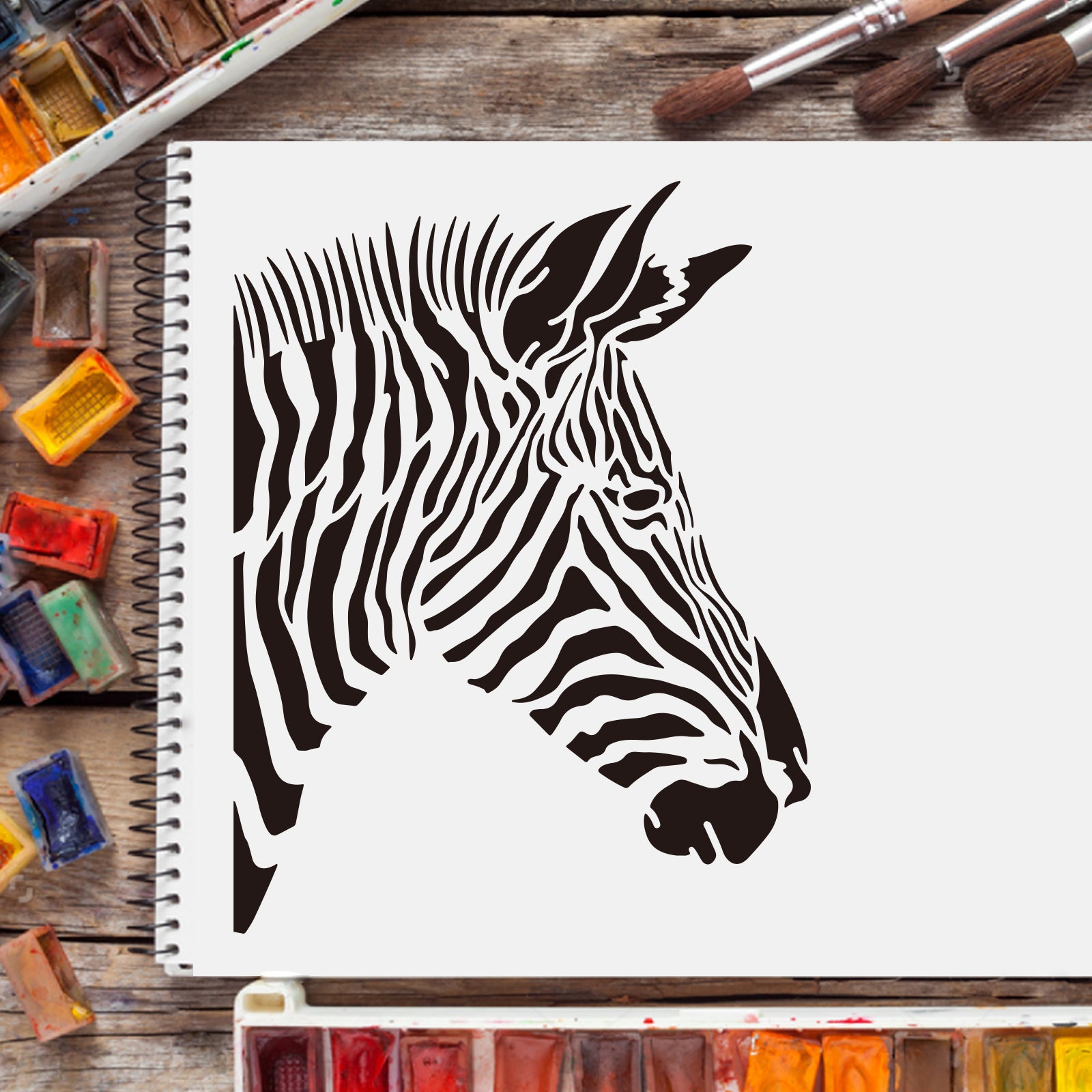 Globleland Plastic Drawing Painting Stencils Templates, Rectangle, Zebra Pattern, 297x210mm